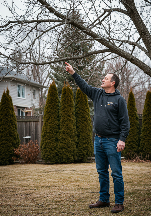 homeowner-inspecting-dead-limb-orillia
